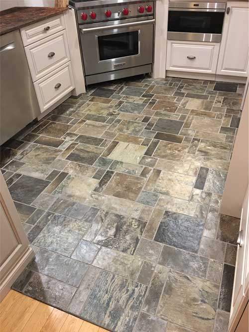 Slate tile kitchen floor