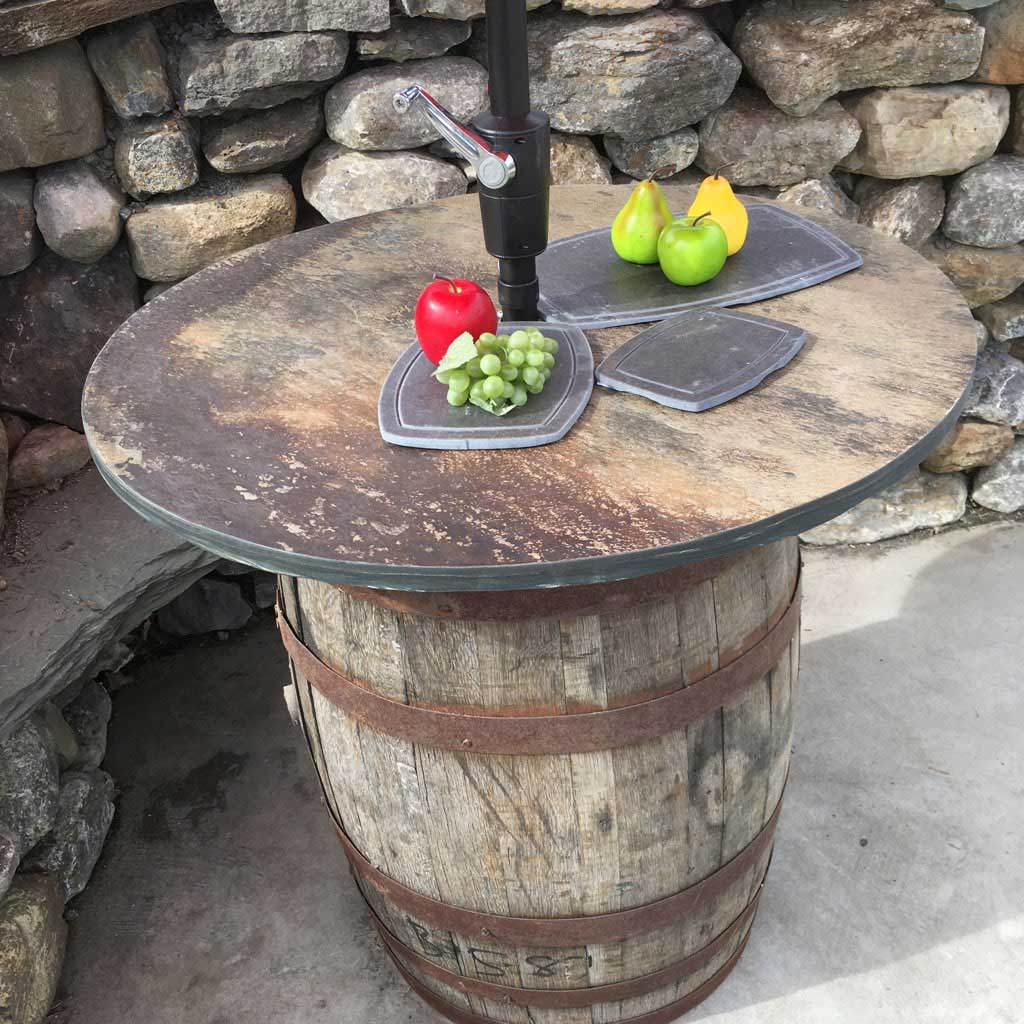 table et plateaux en ardoise